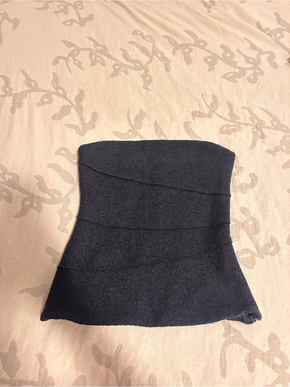 zara navy Strapless Wool Bustier Top
